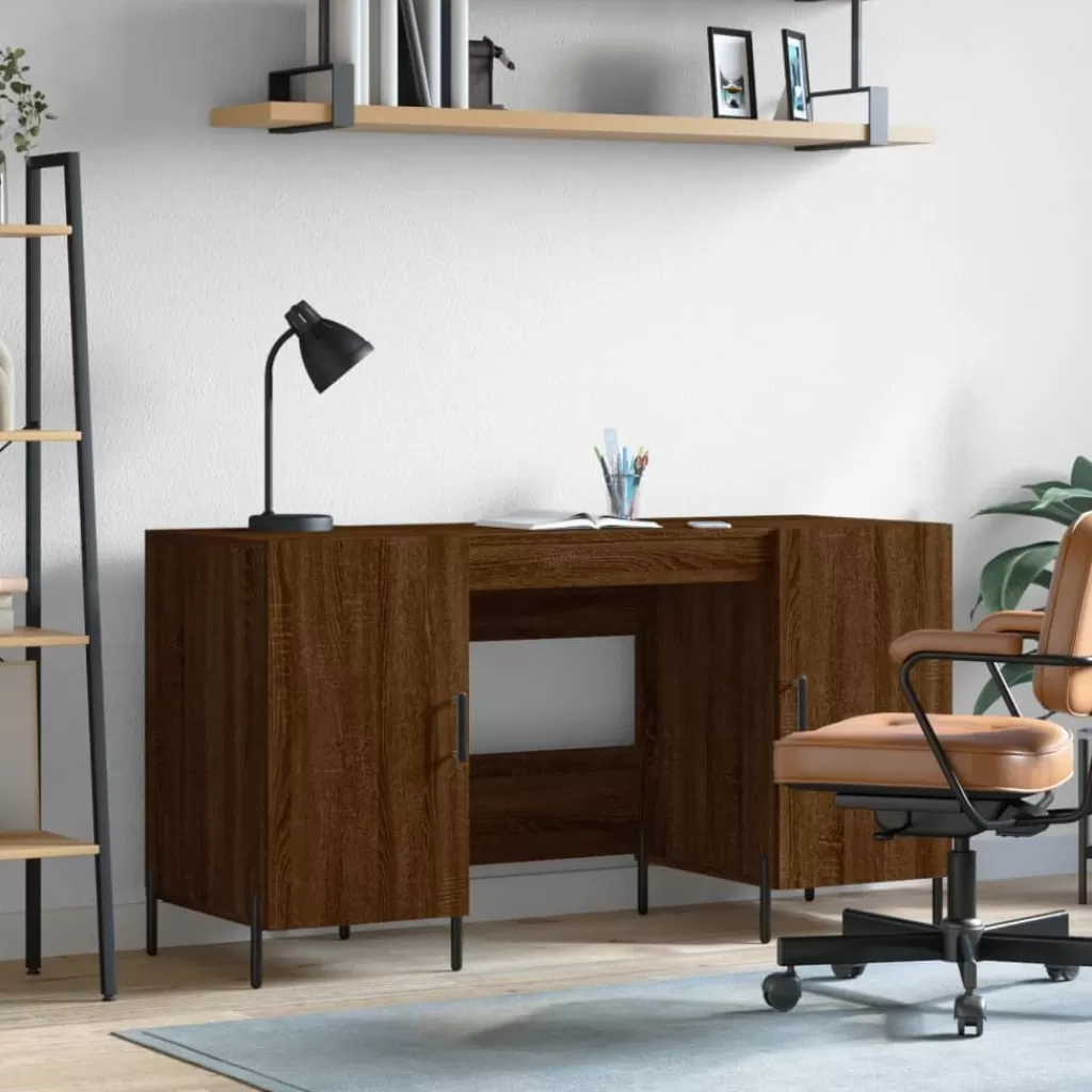 vidaXL Kantoormeubelen> Bureau 140X50X75 Cm Bewerkt Hout Bruin Eikenkleur