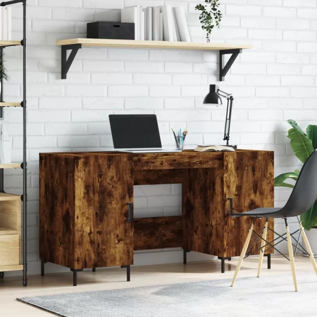 vidaXL Kantoormeubelen> Bureau 140X50X75 Cm Bewerkt Hout Gerookt Eikenkleurig