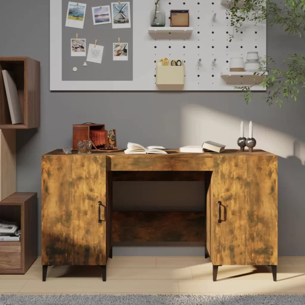 vidaXL Kantoormeubelen> Bureau 140X50X75 Cm Bewerkt Hout Gerookt Eikenkleurig