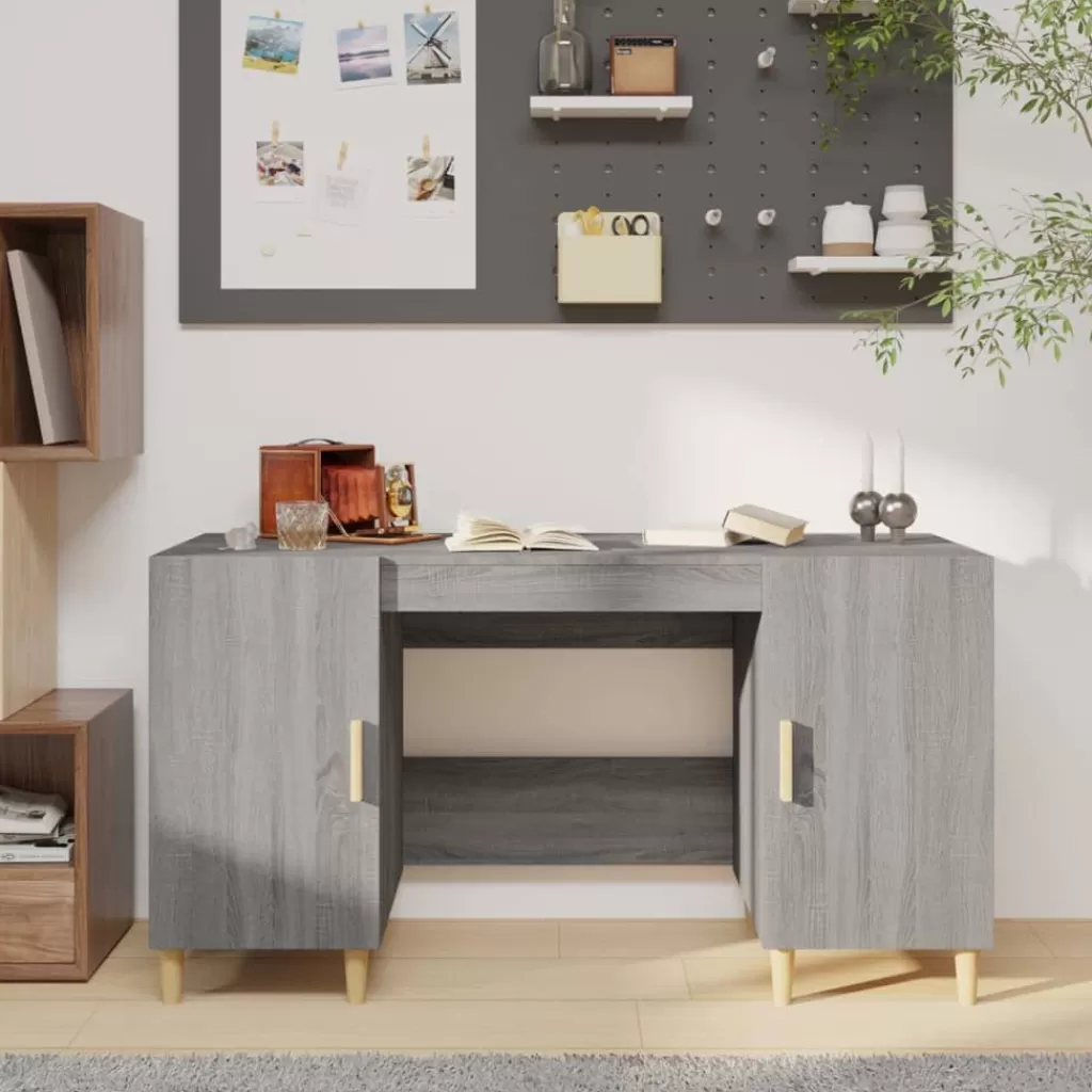 vidaXL Kantoormeubelen> Bureau 140X50X75 Cm Bewerkt Hout Grijs Sonoma Eikenkleurig