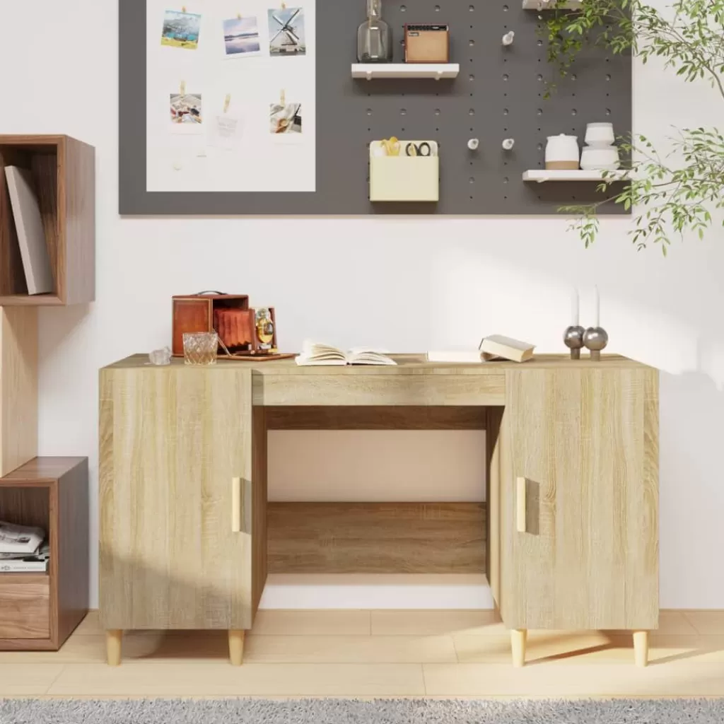 vidaXL Kantoormeubelen> Bureau 140X50X75 Cm Bewerkt Hout Sonoma Eikenkleurig