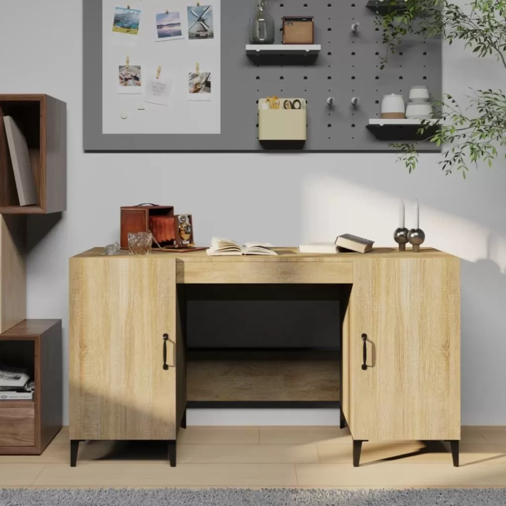 vidaXL Kantoormeubelen> Bureau 140X50X75 Cm Bewerkt Hout Sonoma Eikenkleurig