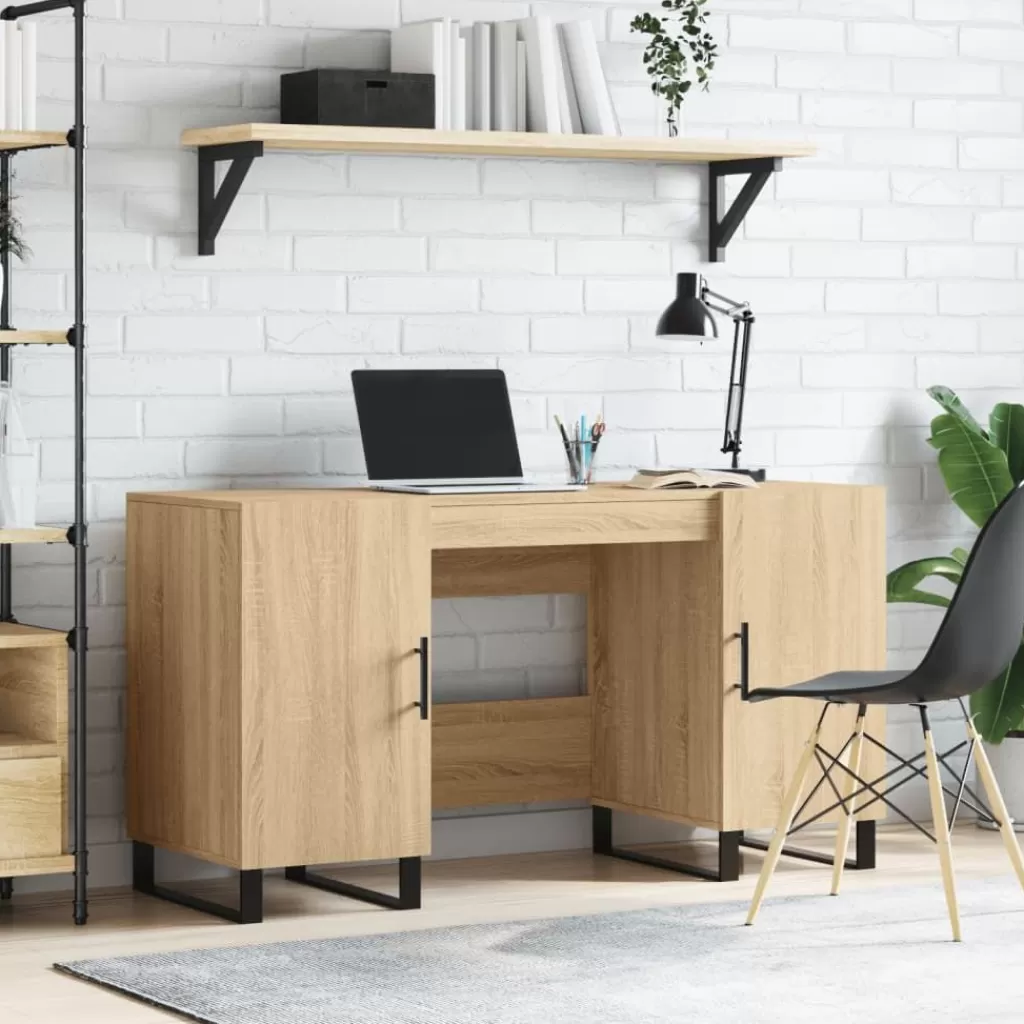 vidaXL Kantoormeubelen> Bureau 140X50X75 Cm Bewerkt Hout Sonoma Eikenkleurig