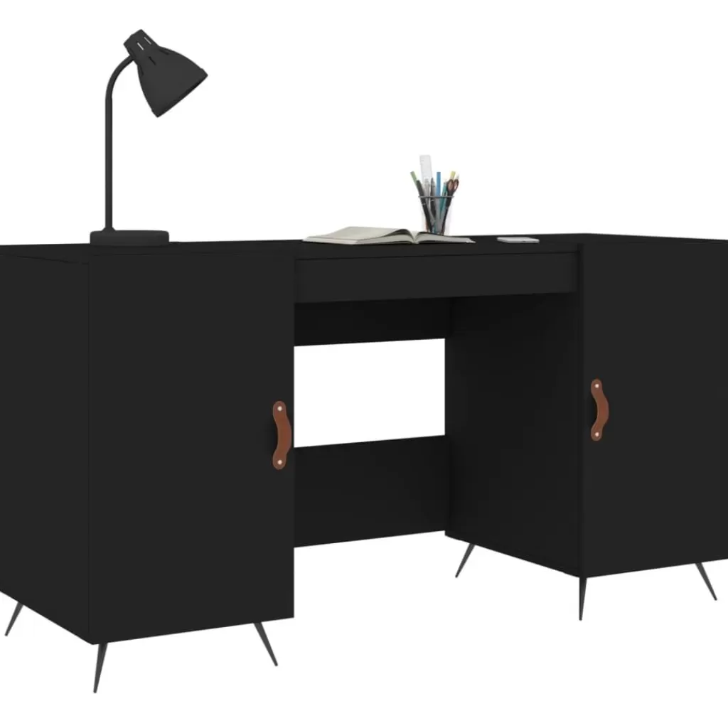 vidaXL Kantoormeubelen> Bureau 140X50X75 Cm Bewerkt Hout Zwart