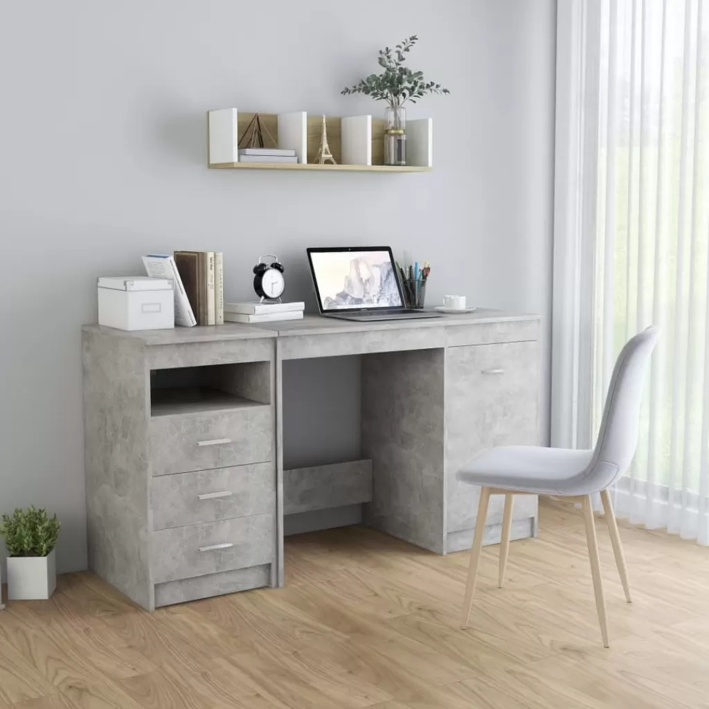 vidaXL Kantoormeubelen> Bureau 140X50X76 Cm Spaanplaat Betongrijs