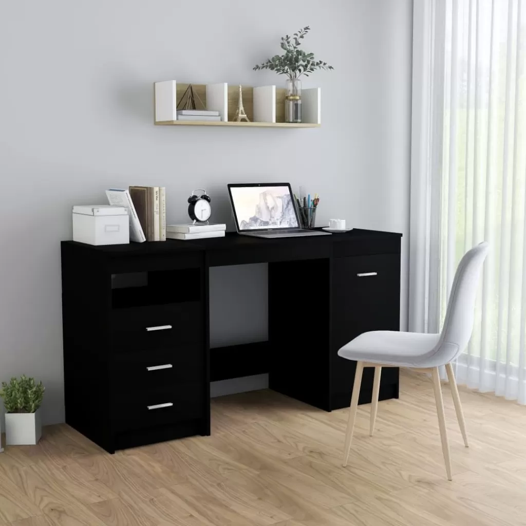 vidaXL Kantoormeubelen> Bureau 140X50X76 Cm Spaanplaat Zwart