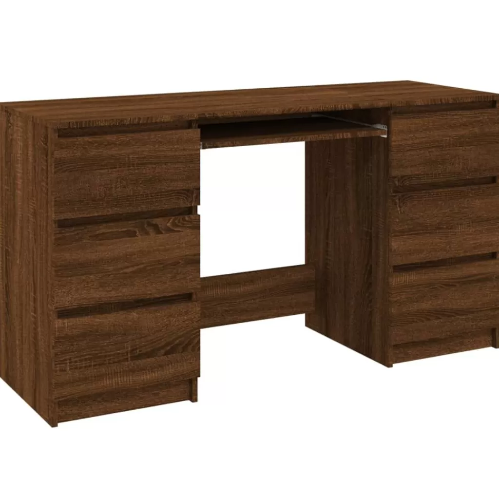 vidaXL Kantoormeubelen> Bureau 140X50X77 Cm Bewerkt Hout Bruineikenkleurig