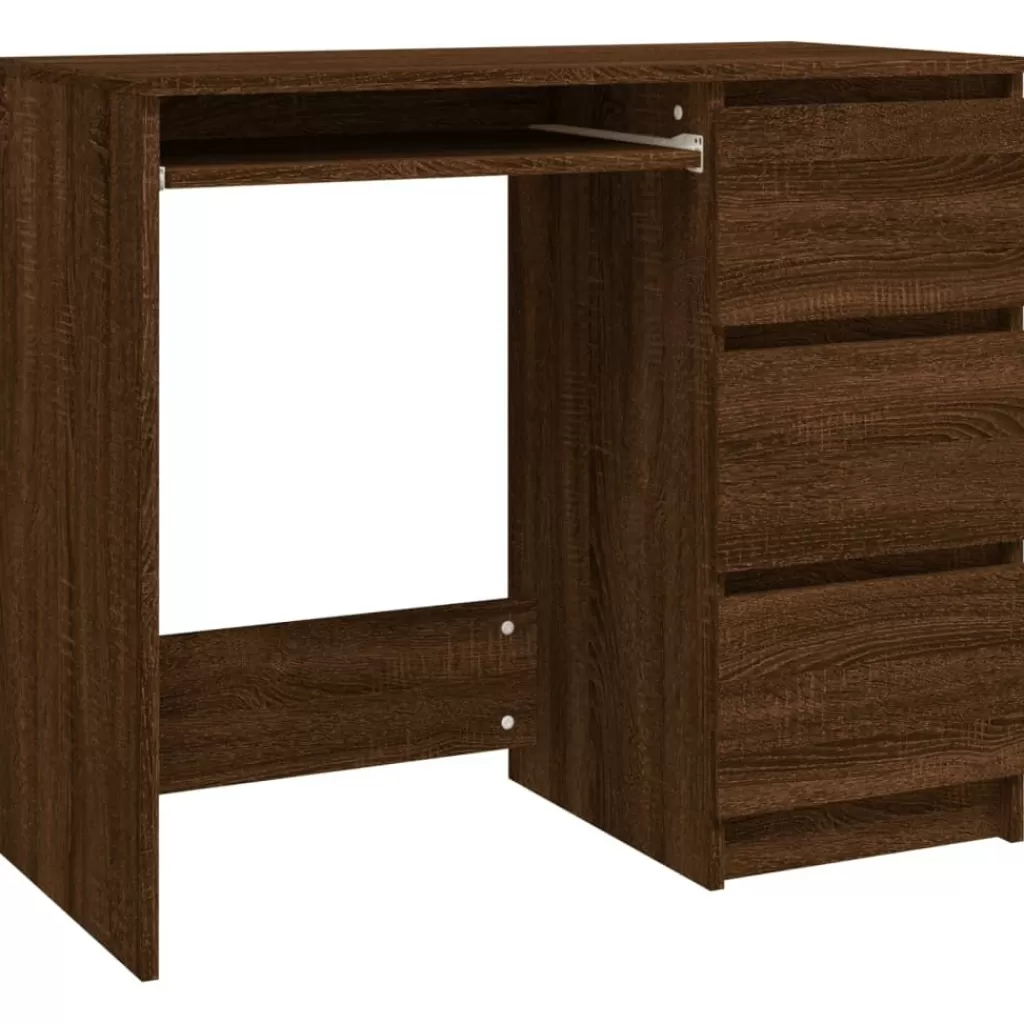 vidaXL Kantoormeubelen> Bureau 90X45X76 Cm Bewerkt Hout Bruineikenkleurig