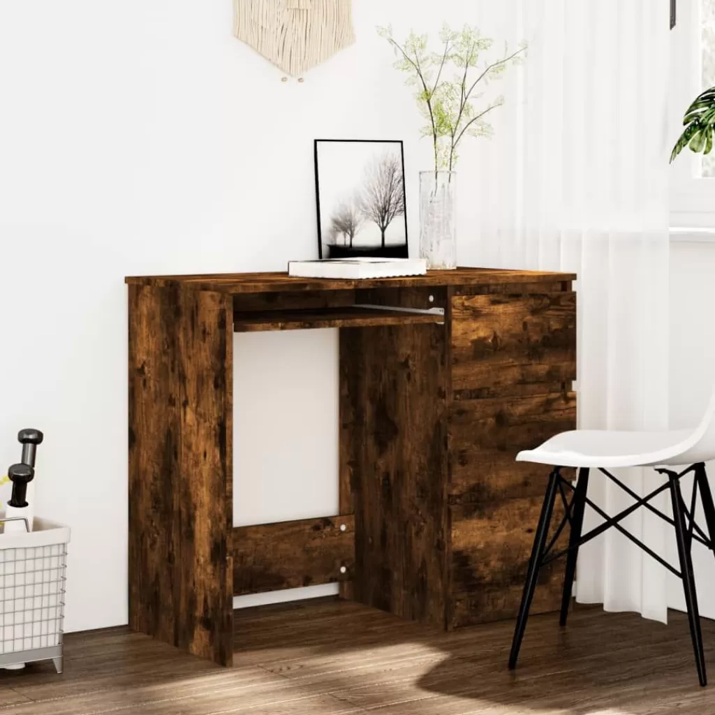 vidaXL Kantoormeubelen> Bureau 90X45X76 Cm Bewerkt Hout Gerookt Eikenkleurig