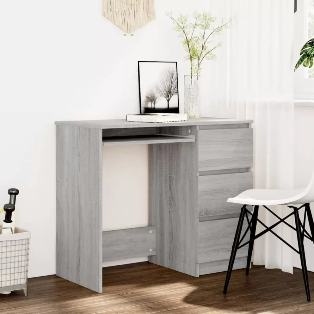 vidaXL Kantoormeubelen> Bureau 90X45X76 Cm Bewerkt Hout Grijs Sonoma Eikenkleurig