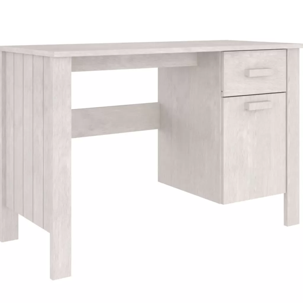 vidaXL Kantoormeubelen> Bureau Hamar 113X50X75 Cm Massief Grenenhout Wit