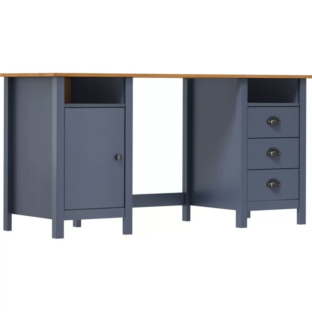 vidaXL Kantoormeubelen> Bureau Hill 150X50X74 Cm Massief Grenenhout Grijs