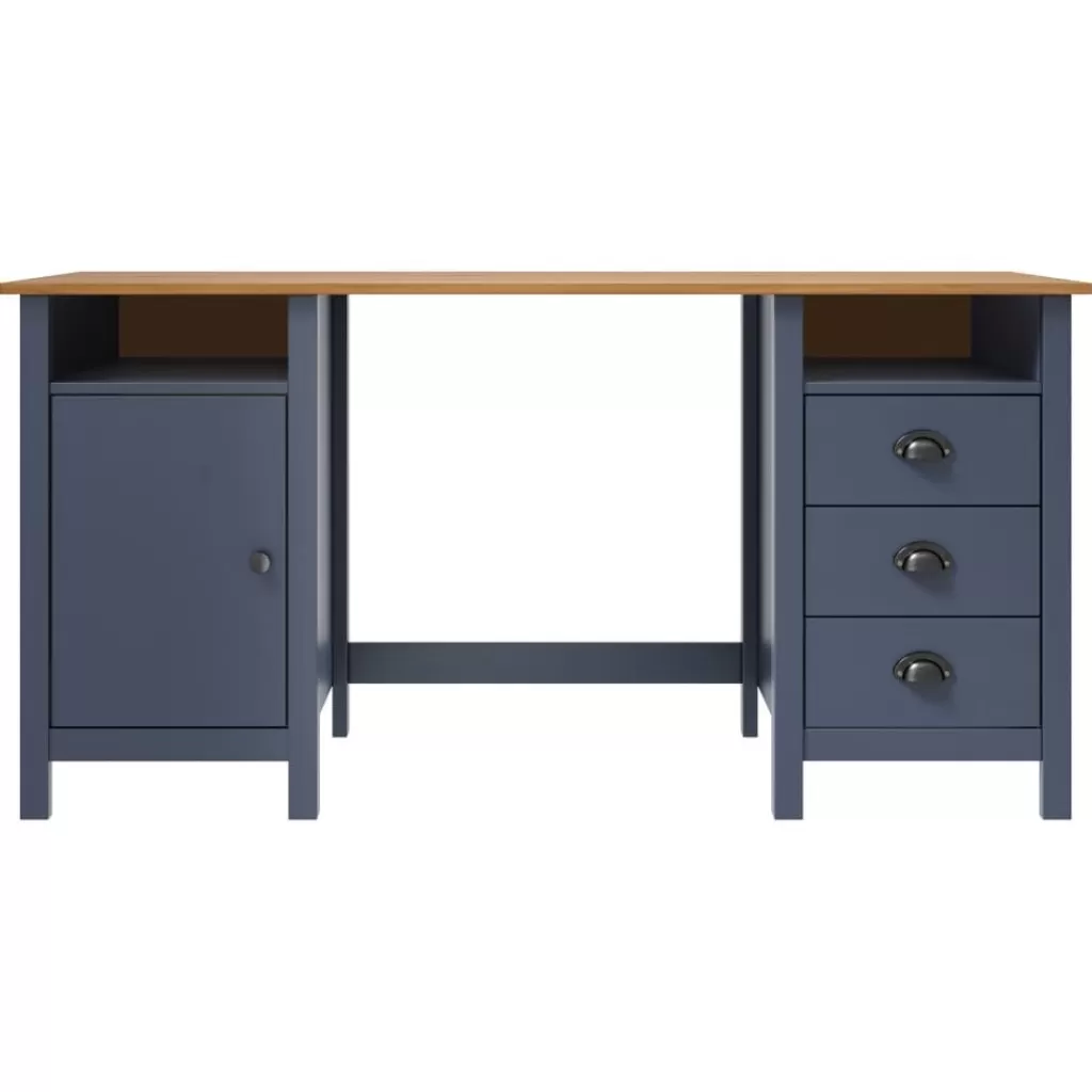 vidaXL Kantoormeubelen> Bureau Hill 150X50X74 Cm Massief Grenenhout Grijs