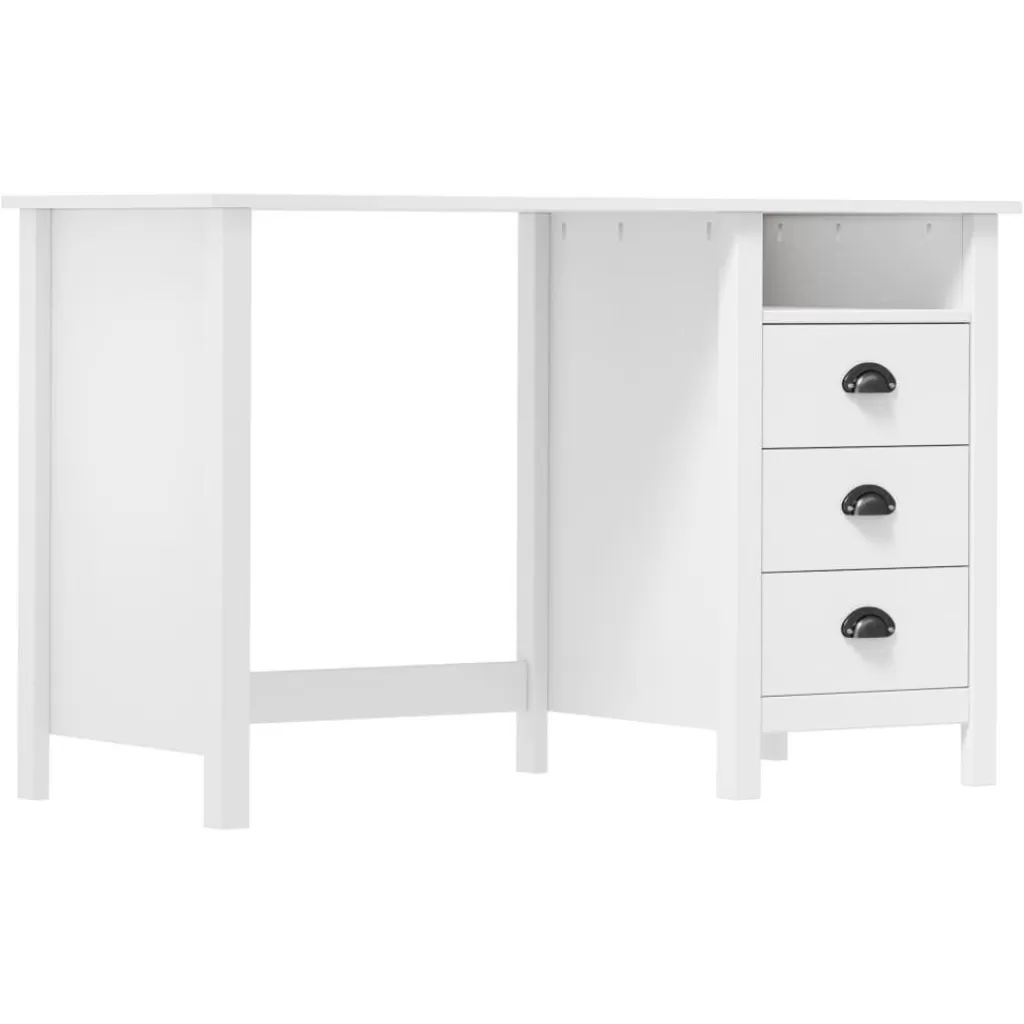 vidaXL Kantoormeubelen> Bureau Hill 3 Lades 120X50X74 Cm Massief Grenenhout