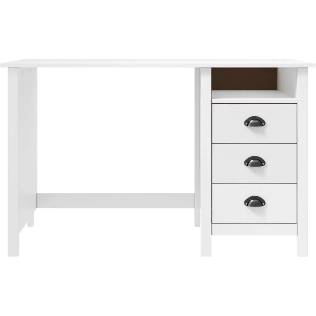 vidaXL Kantoormeubelen> Bureau Hill 3 Lades 120X50X74 Cm Massief Grenenhout