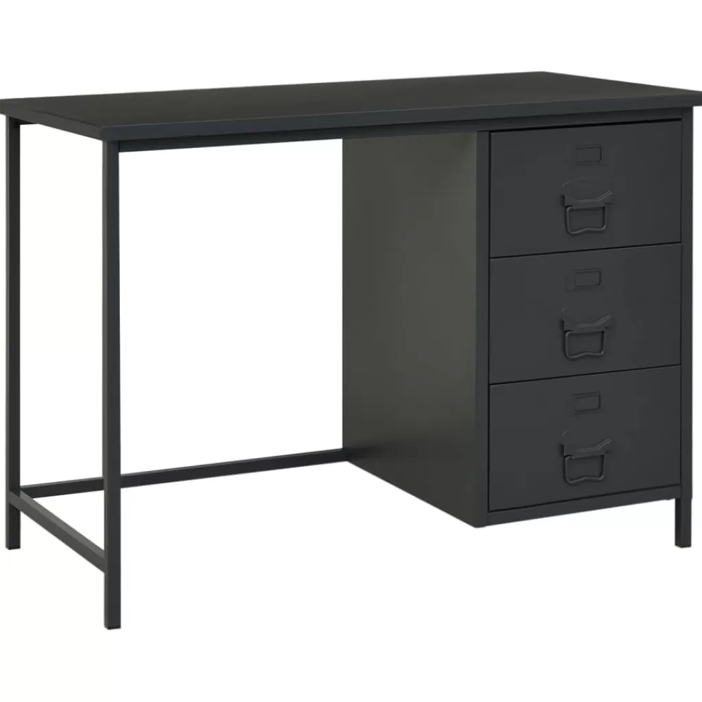 vidaXL Kantoormeubelen> Bureau Industrieel Met Lades 105X52X75 Cm Staal Antracietkleur