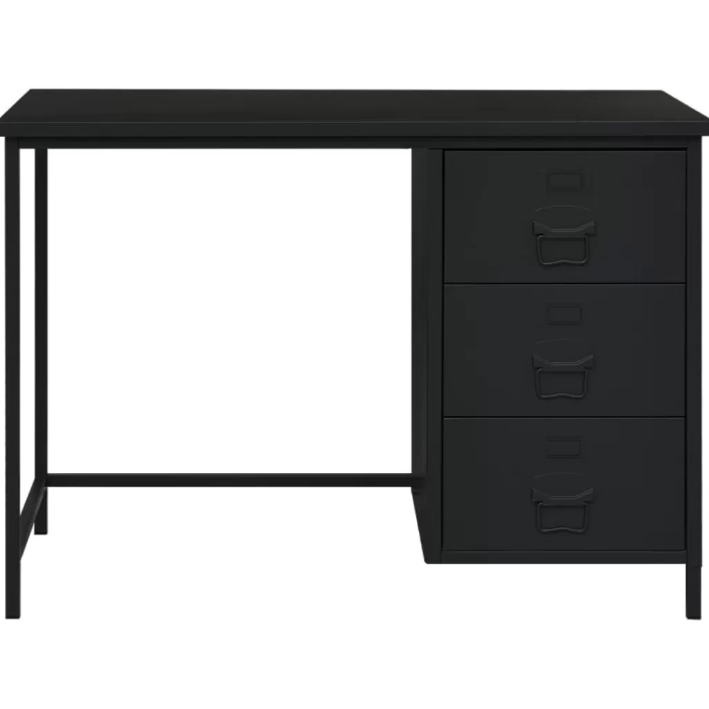 vidaXL Kantoormeubelen> Bureau Industrieel Met Lades 105X52X75 Cm Staal Zwart