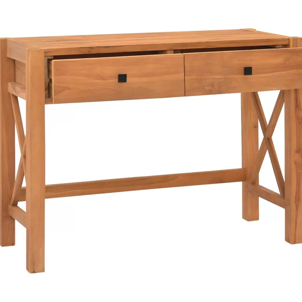 vidaXL Kantoormeubelen> Bureau Met 2 Lades 100X40X75 Cm Teakhout