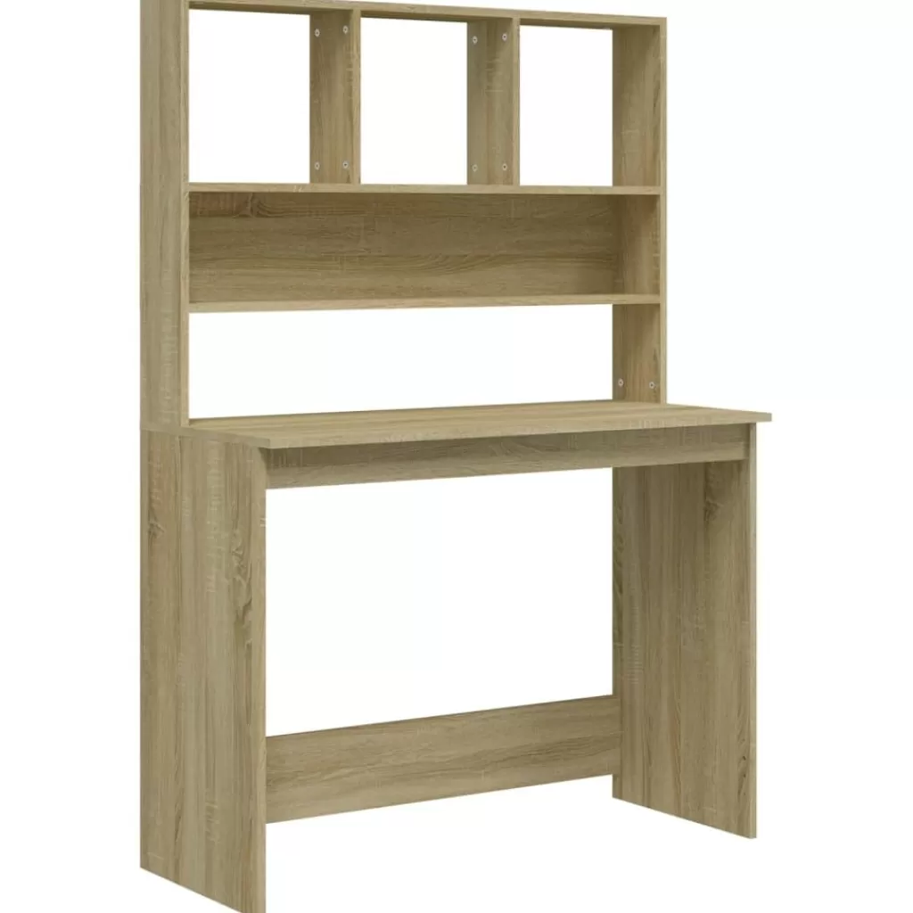 vidaXL Kantoormeubelen> Bureau Met Schappen 102X45X148 Bewerkt Hout Sonoma Eikenkleur