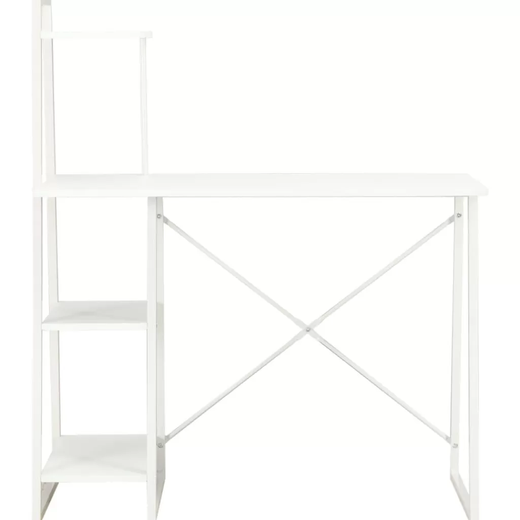 vidaXL Kantoormeubelen> Bureau Met Schappen 102X50X117 Cm Wit