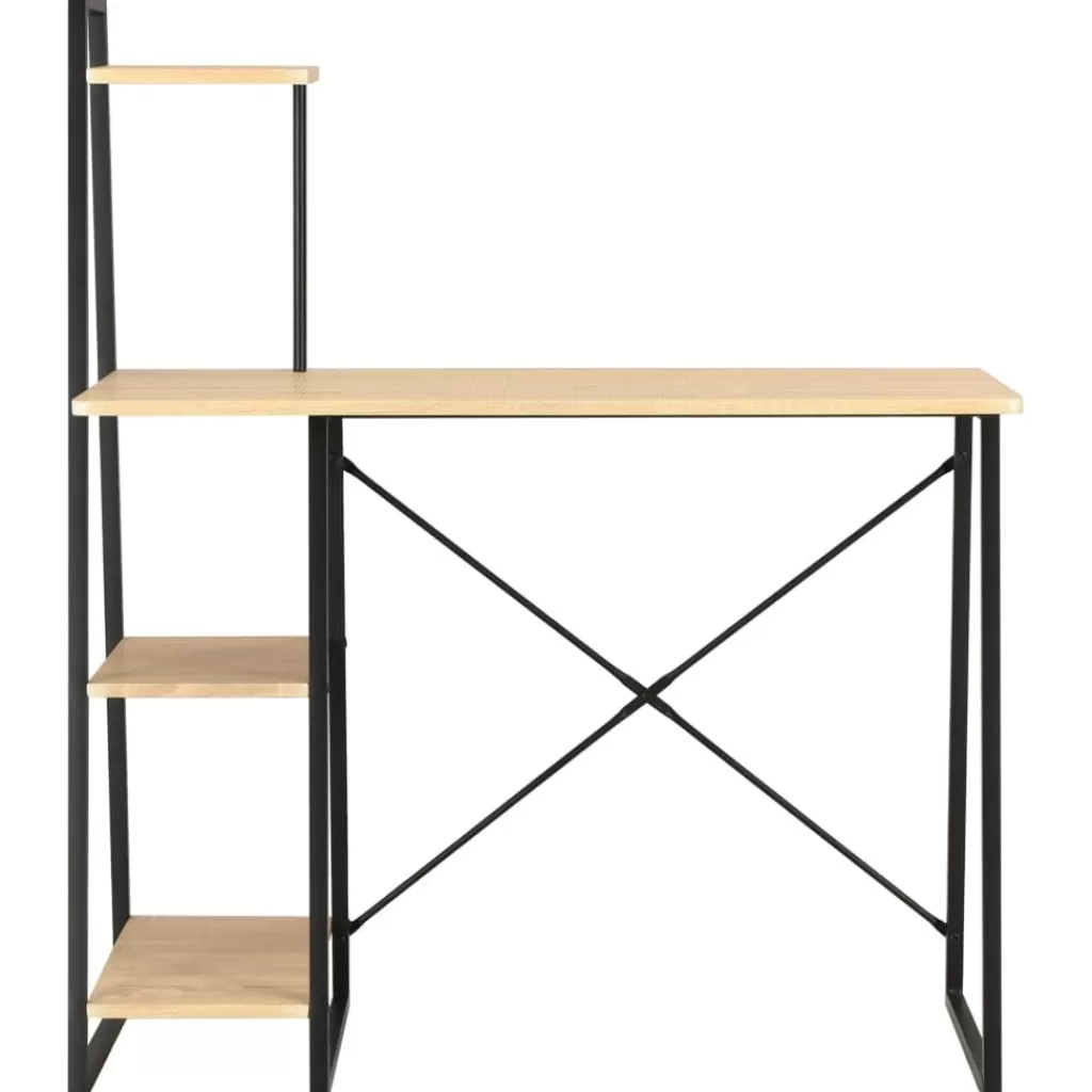 vidaXL Kantoormeubelen> Bureau Met Schappen 102X50X117 Cm Zwart En Eikenkleurig