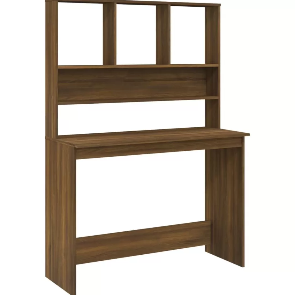 vidaXL Kantoormeubelen> Bureau Met Schappen 110X45X157 Cm Bewerkt Hout Bruineikenkleur