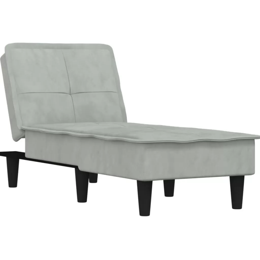 vidaXL Stoelen> Chaise Longue Fluweel Lichtgrijs