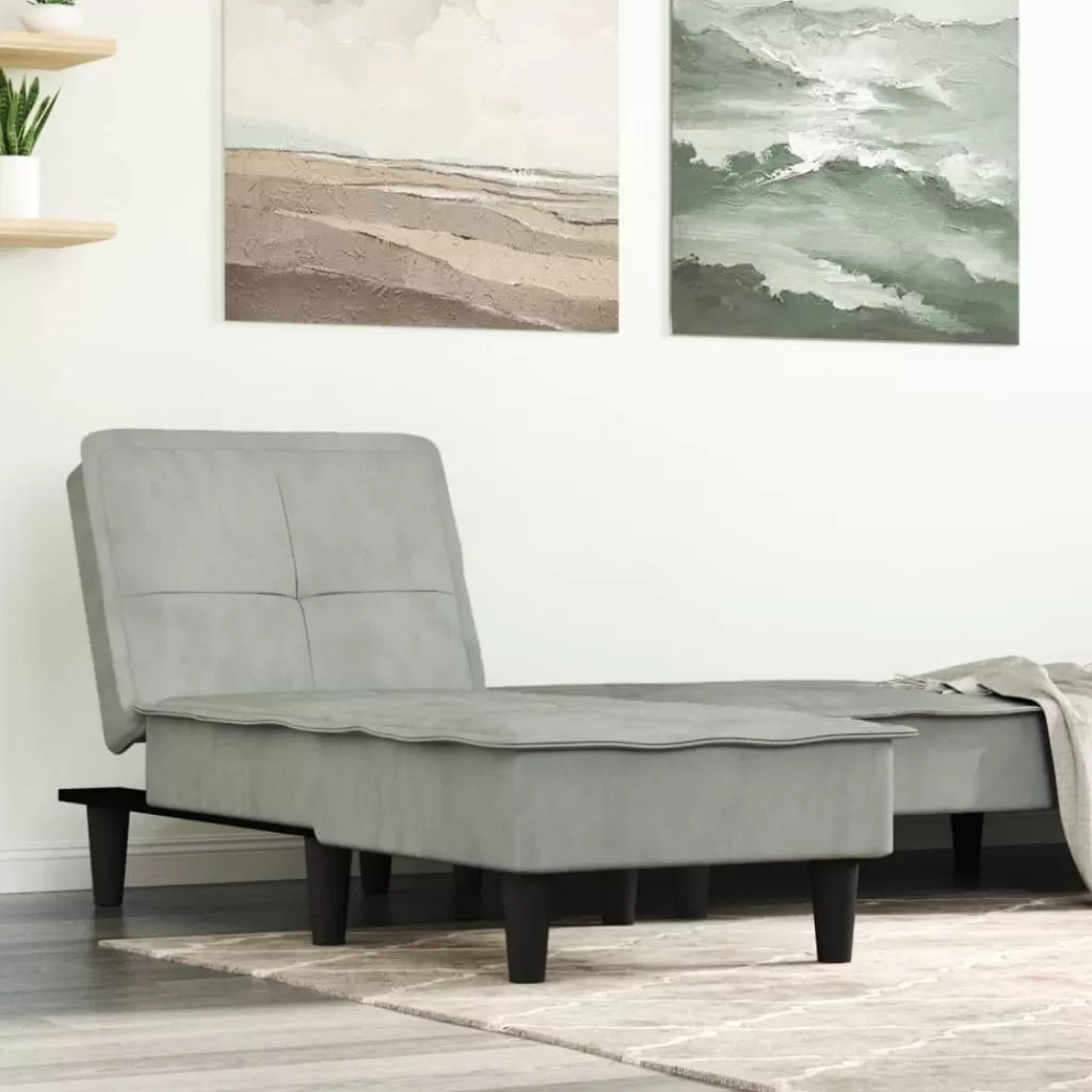 vidaXL Stoelen> Chaise Longue Fluweel Lichtgrijs