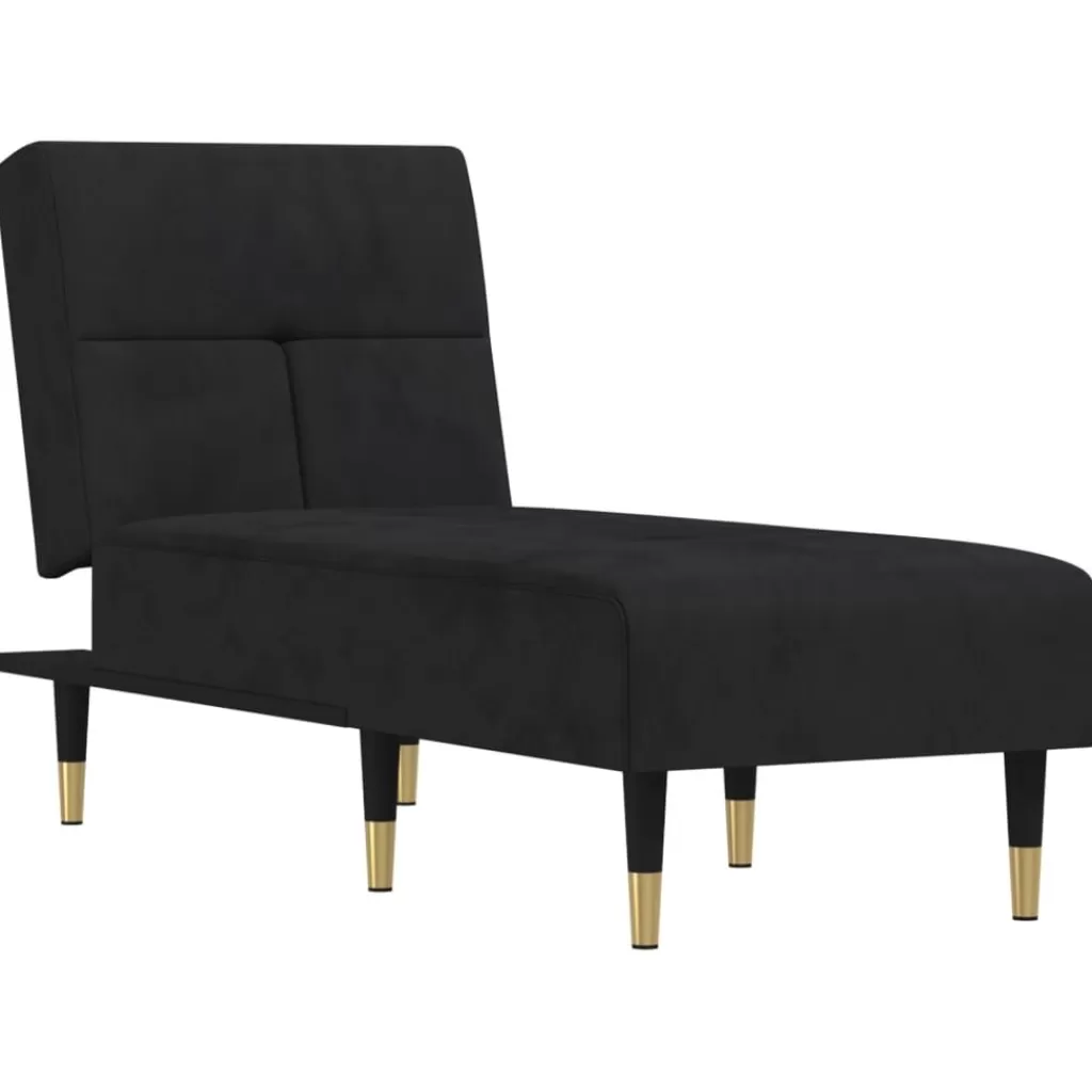 vidaXL Stoelen> Chaise Longue Fluweel Zwart