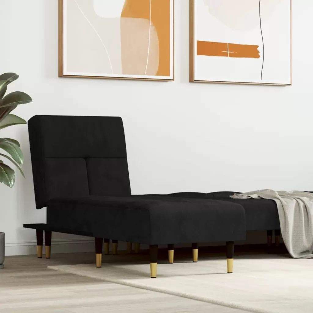 vidaXL Stoelen> Chaise Longue Fluweel Zwart