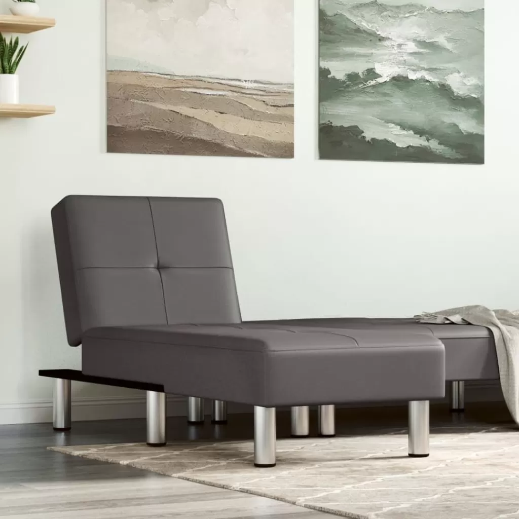 vidaXL Stoelen> Chaise Longue Kunstleer Grijs