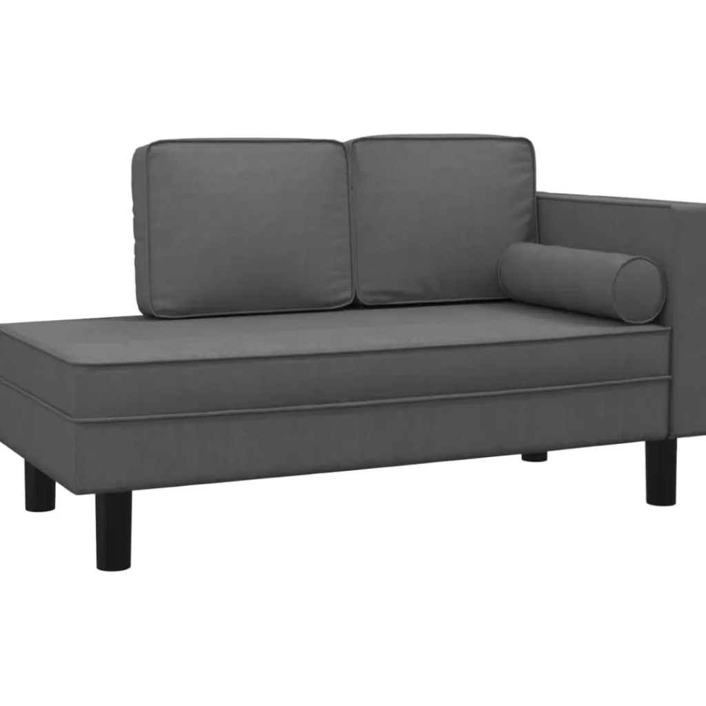 vidaXL Stoelen> Chaise Longue Met Kussens En Bolster Stof Donkergrijs