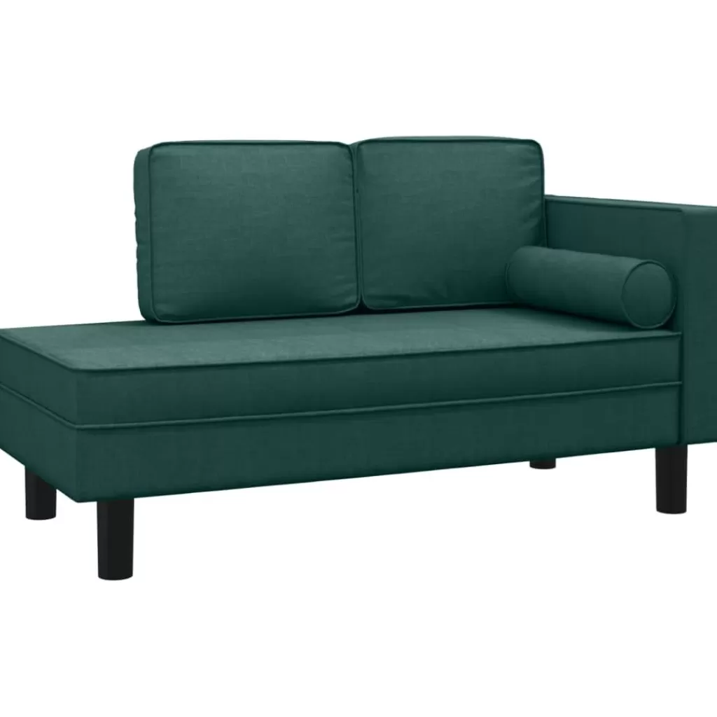 vidaXL Stoelen> Chaise Longue Met Kussens En Bolster Stof Donkergroen