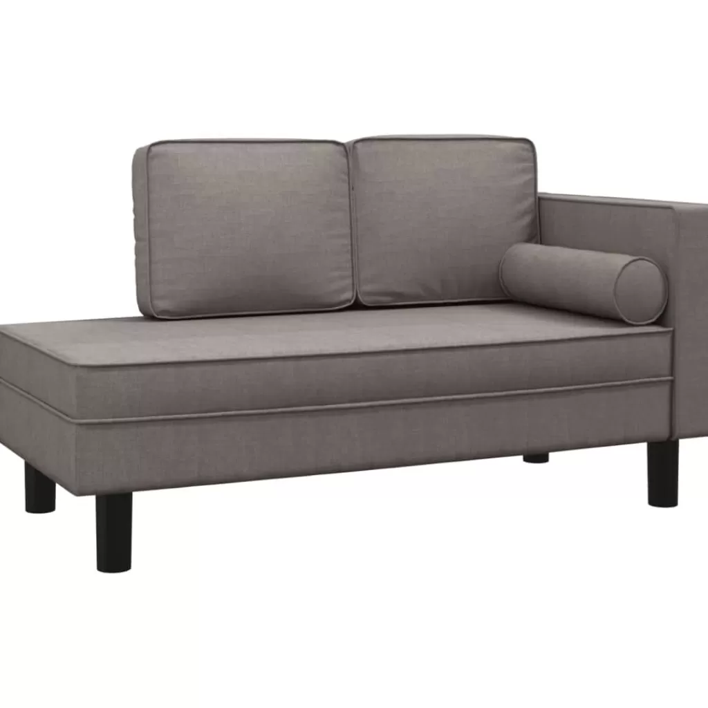 vidaXL Stoelen> Chaise Longue Met Kussens En Bolster Stof Taupe