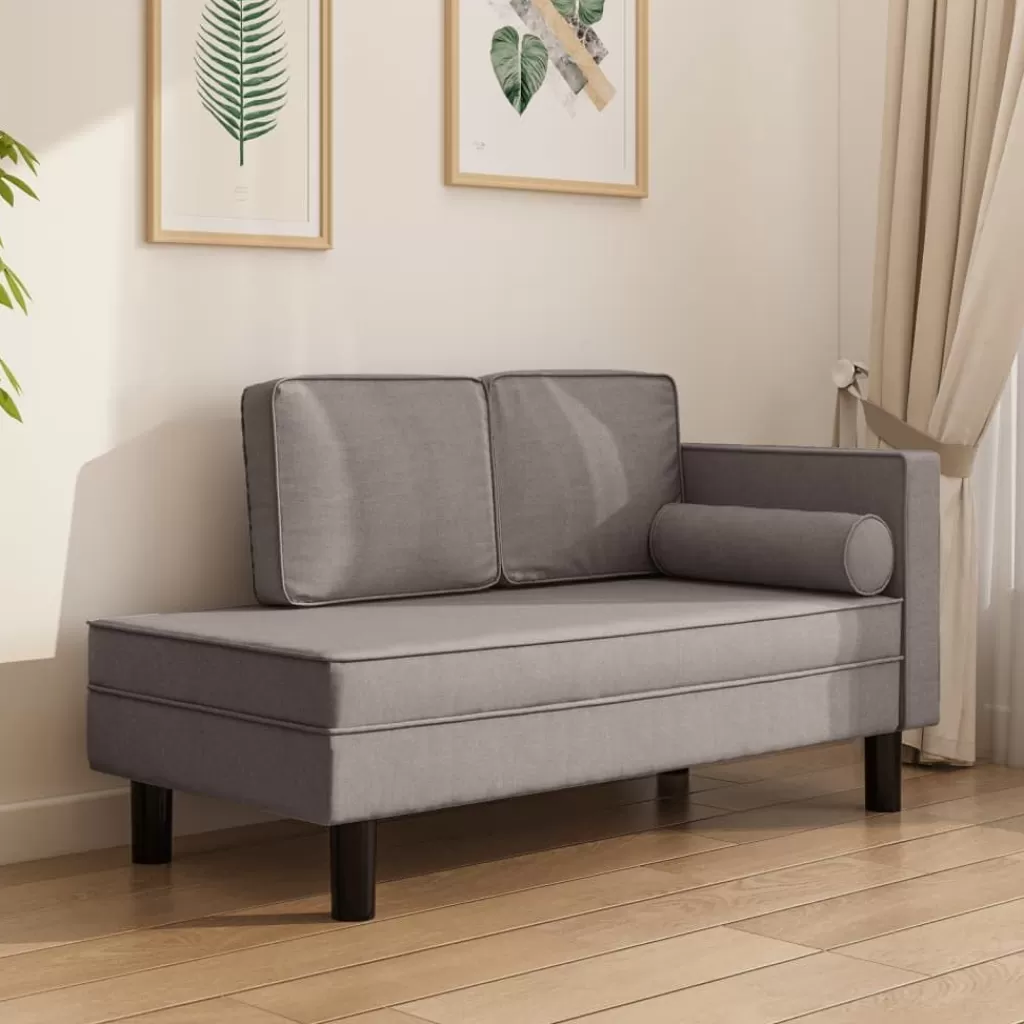 vidaXL Stoelen> Chaise Longue Met Kussens En Bolster Stof Taupe