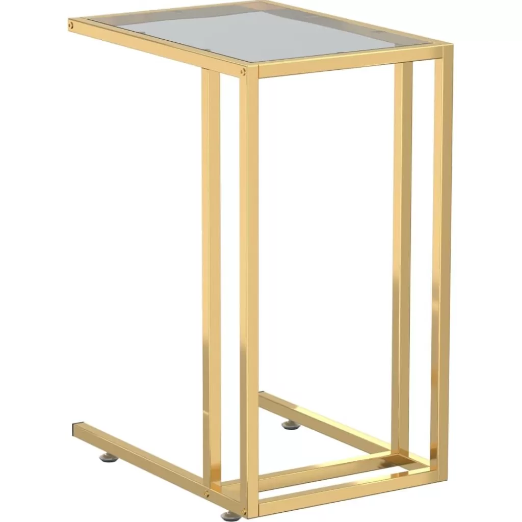 vidaXL Tafels> Computer Bijzettafel 50X35X65 Cm Gehard Glas Zwart