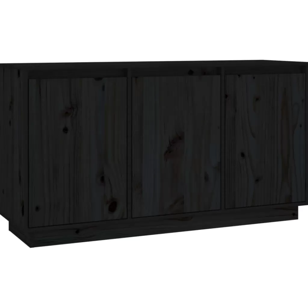 vidaXL Kasten & Opbergmeubelen> Dressoir 111X34X60 Cm Massief Grenenhout Zwart