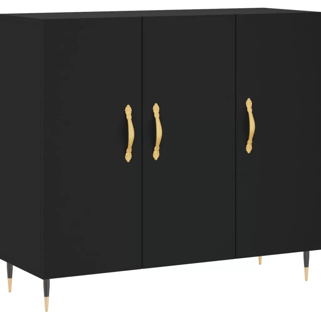 vidaXL Kasten & Opbergmeubelen> Dressoir 90X34X80 Cm Bewerkt Hout Zwart