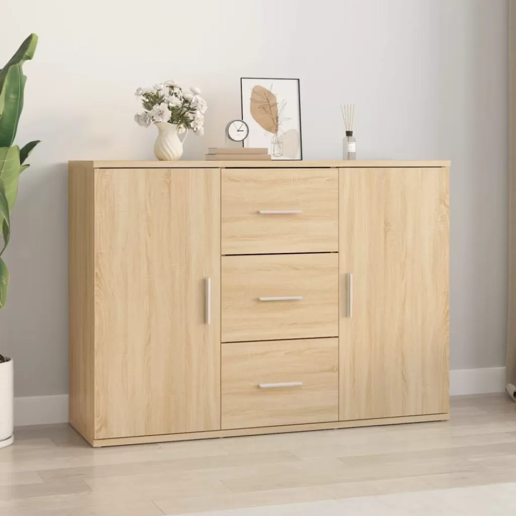 vidaXL Kasten & Opbergmeubelen> Dressoir 91X29,5X65 Cm Bewerkt Hout Sonoma Eikenkleurig