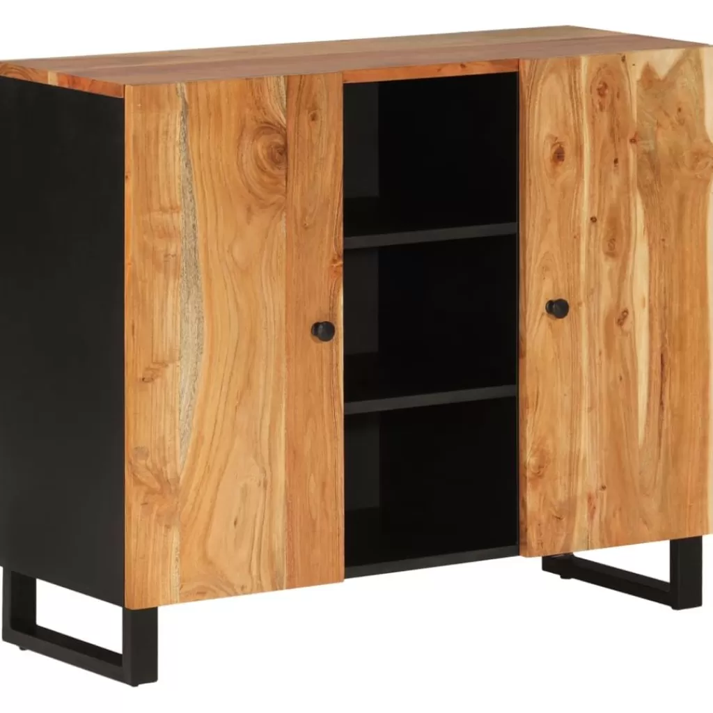 vidaXL Kasten & Opbergmeubelen> Dressoir Met 2 Deuren 90X33X75 Cm Massief Acaciahout