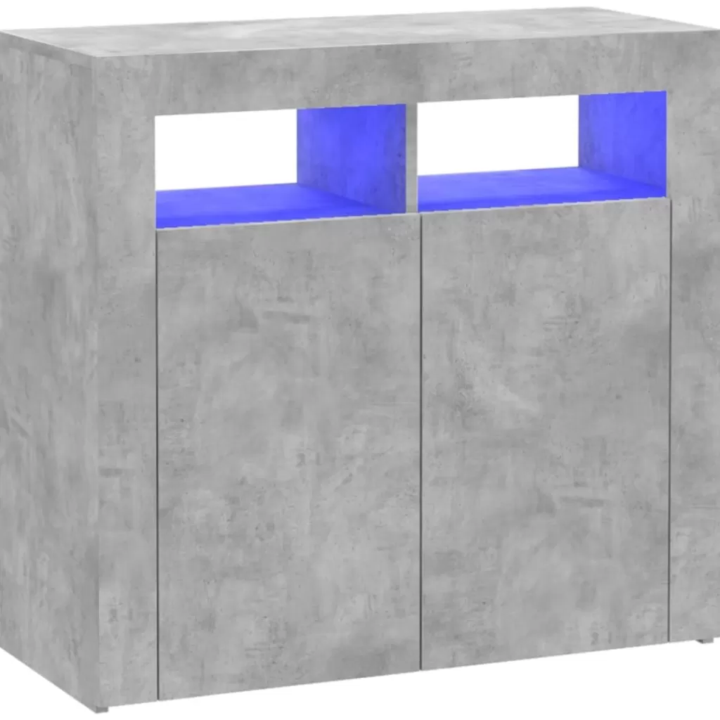 vidaXL Kasten & Opbergmeubelen> Dressoir Met Led-Verlichting 80X35X75 Cm Betongrijs