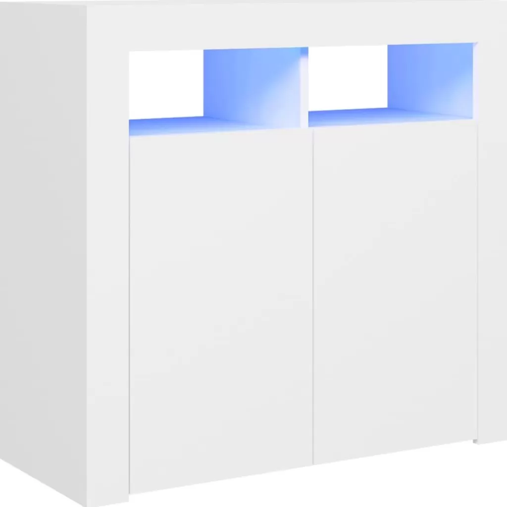 vidaXL Kasten & Opbergmeubelen> Dressoir Met Led-Verlichting 80X35X75 Cm Wit