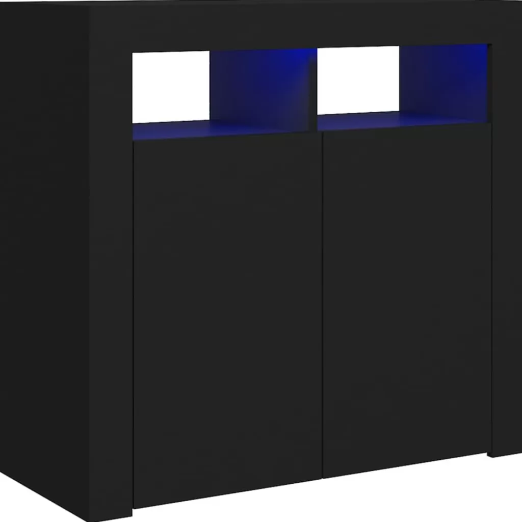 vidaXL Kasten & Opbergmeubelen> Dressoir Met Led-Verlichting 80X35X75 Cm Zwart