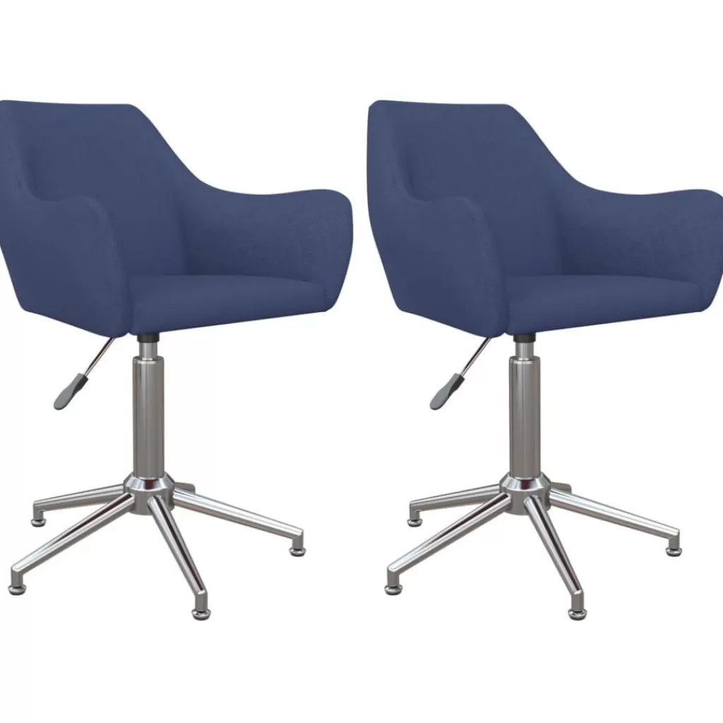 vidaXL Stoelen> Eetkamerstoelen 2 St Draaibaar Stof Blauw