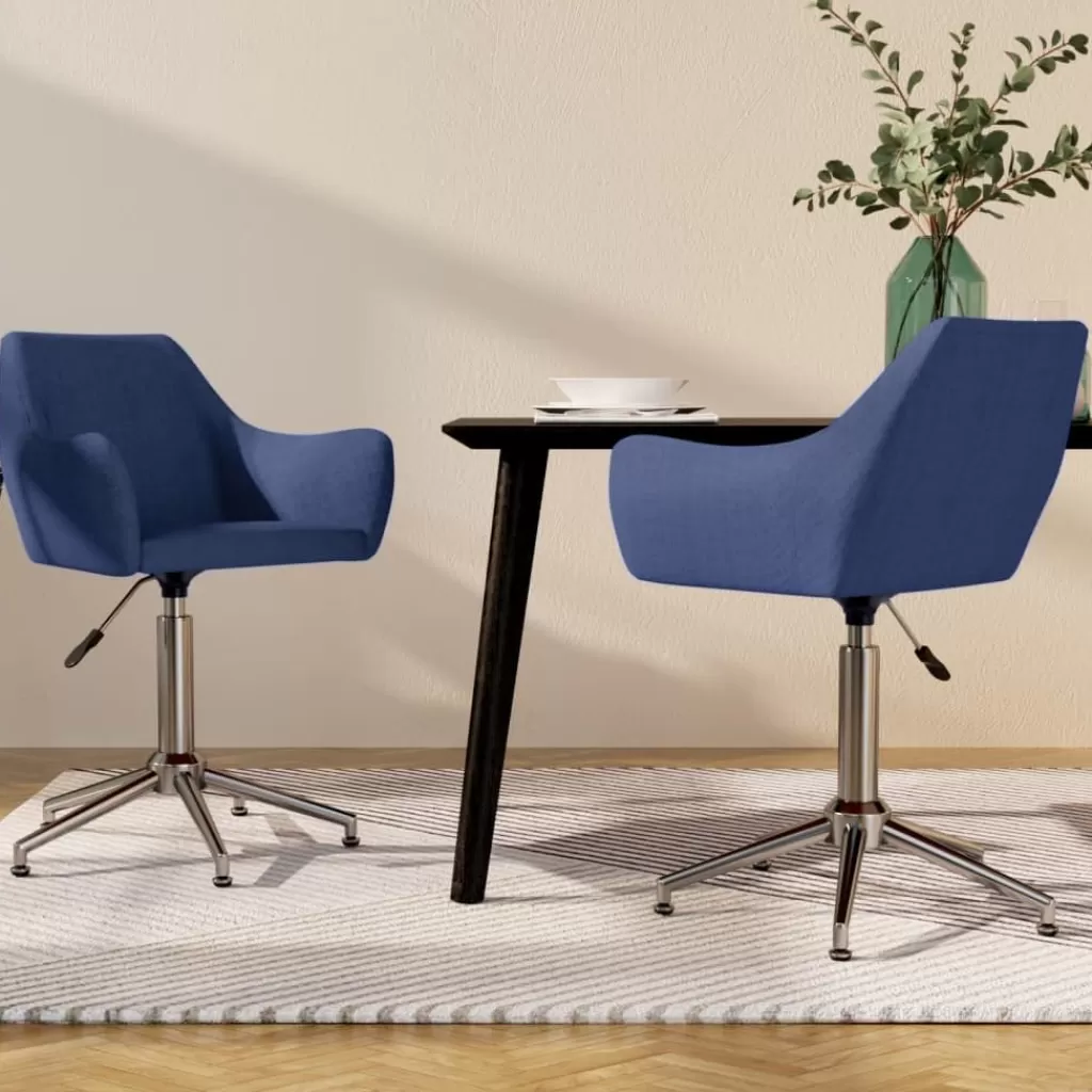 vidaXL Stoelen> Eetkamerstoelen 2 St Draaibaar Stof Blauw