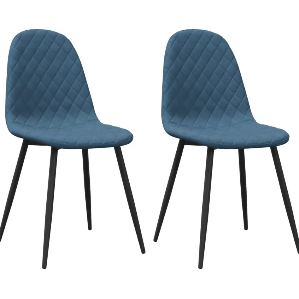 vidaXL Stoelen> Eetkamerstoelen 2 St Fluweel Blauw