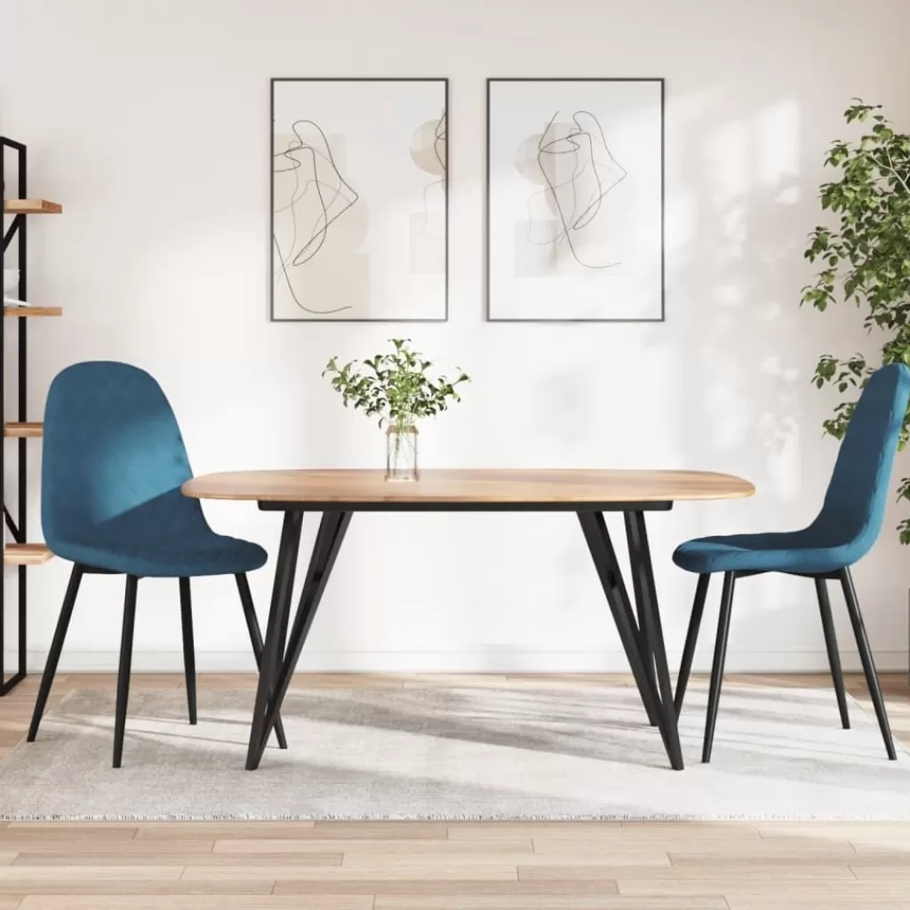 vidaXL Stoelen> Eetkamerstoelen 2 St Fluweel Blauw