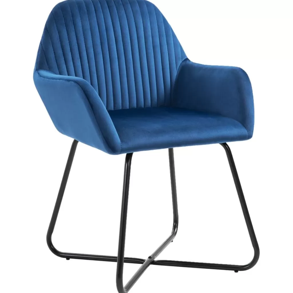 vidaXL Stoelen> Eetkamerstoelen 2 St Fluweel Blauw