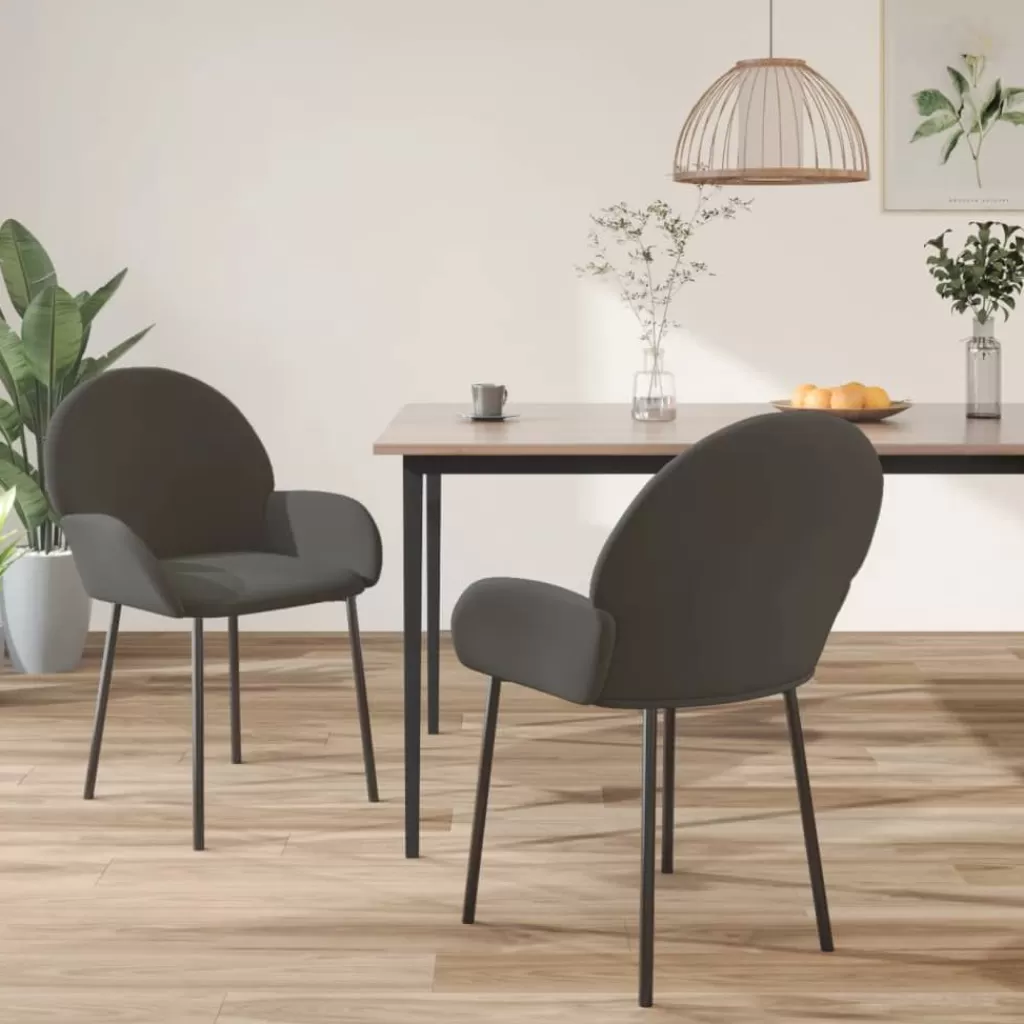 vidaXL Stoelen> Eetkamerstoelen 2 St Fluweel Donkergrijs