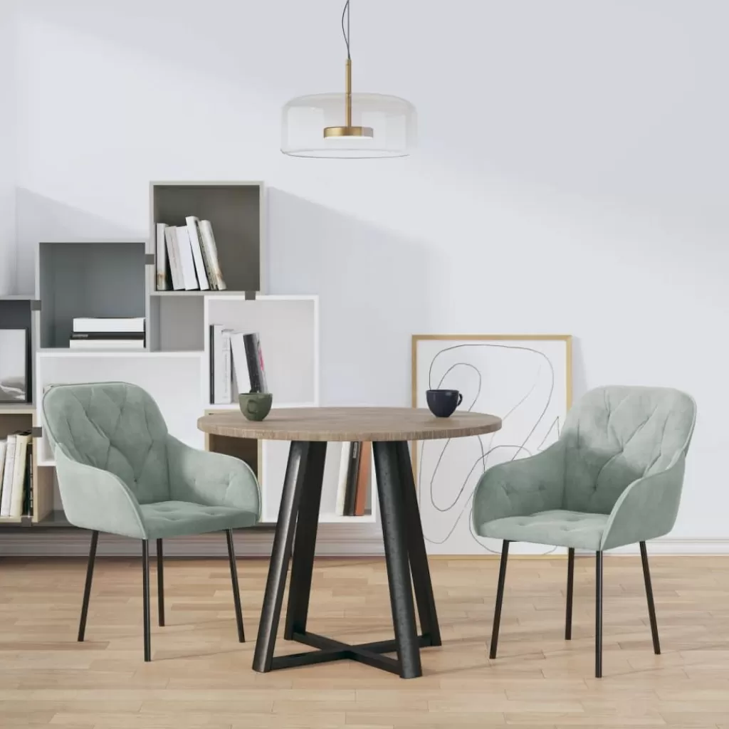 vidaXL Stoelen> Eetkamerstoelen 2 St Fluweel Lichtgrijs